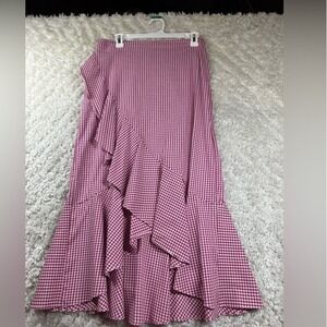 Soprano Skirt Large NWT Pink Gingham Ruffle Wrap Boho Cottagecore Soft Girl